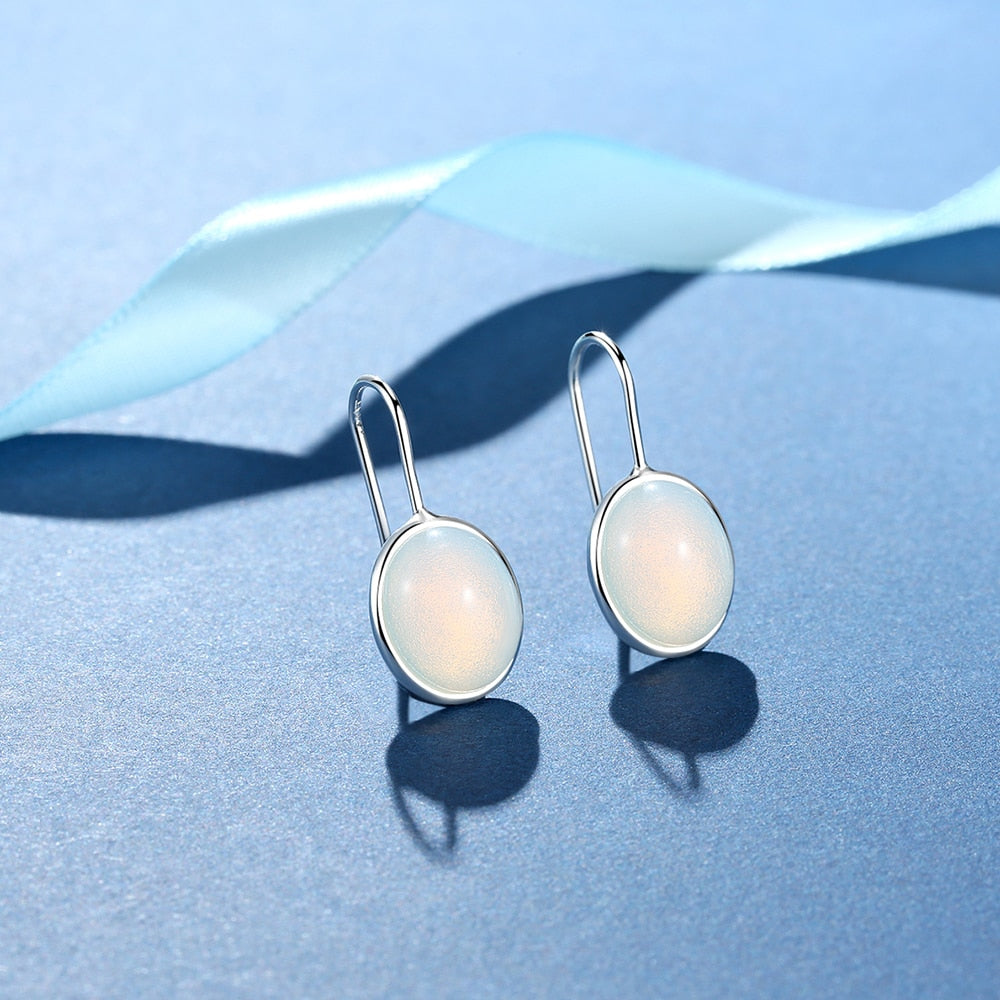 Moonstone Drop Earrings 925 Sterling Silver