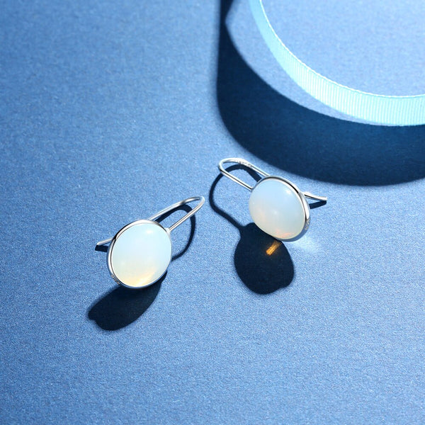 Moonstone Drop Earrings 925 Sterling Silver