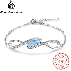 925 Sterling Silver Blue Opal Bracelet