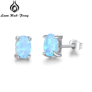 925 Sterling Silver Stud Opal Earrings