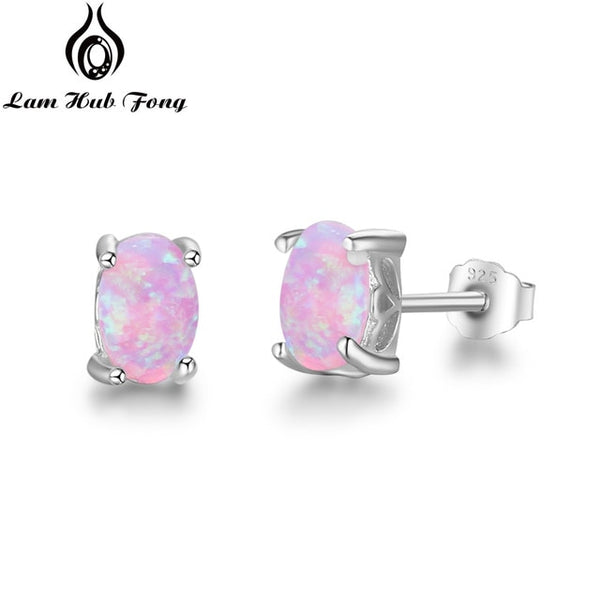 925 Sterling Silver Stud Opal Earrings