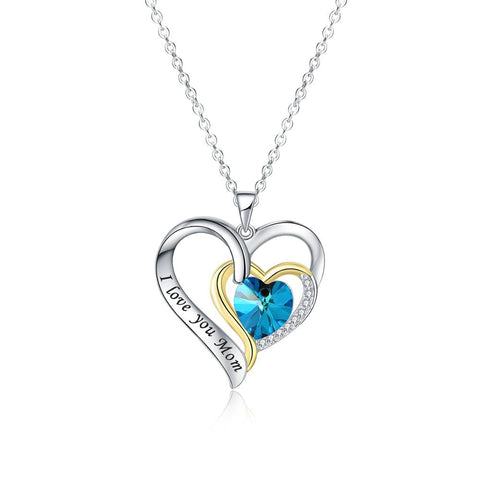 925 Sterling Silver Love Heart I Love You Mom Pendent