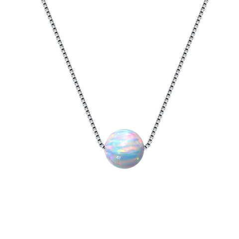 Silver Necklace 925 Sterling Silver Necklace For Women with 5mm Opals