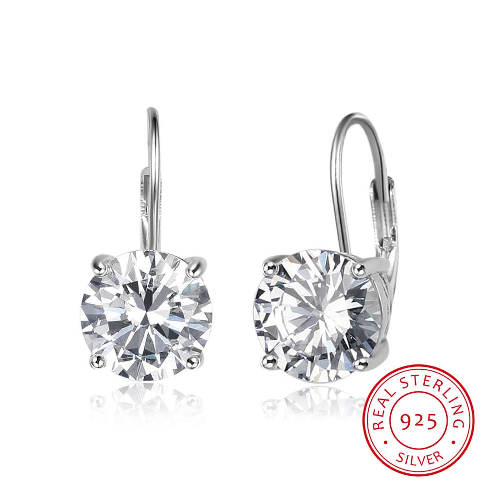 925 Silver 8mm Cubic Zirconia Stone Earrings