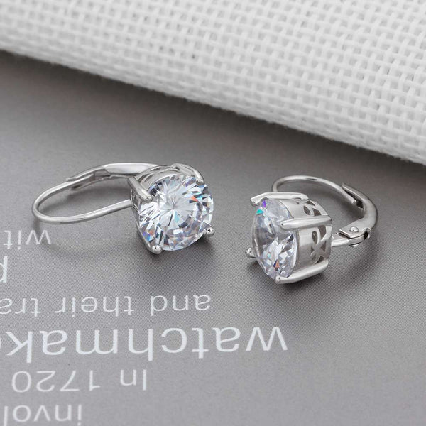 925 Silver 8mm Cubic Zirconia Stone Earrings