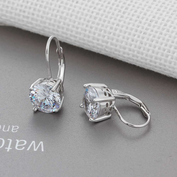 925 Silver 8mm Cubic Zirconia Stone Earrings