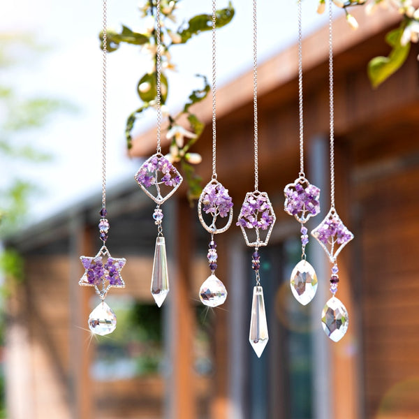 Rainbow Crystal Tree of Life Healing Hanging Chakra Glass Pendant Home Decor