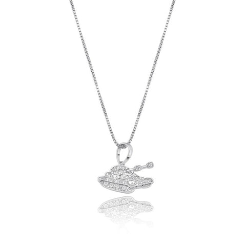 925 Sterling Silver Sparkling Tank Pendant