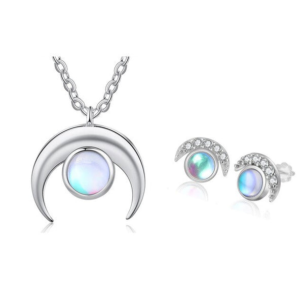 Moonstone Jewelry Sets 925 Sterling Silver (Pendant + Ring + Earrings)