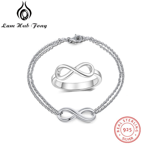 Infinity Love 925 Sterling Silver Jewelry Sets (Bracelet + Ring)