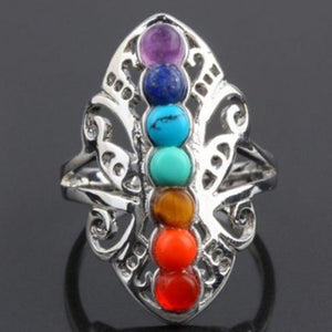 Vintage Silver Plated 7 Chakra Healing Ring