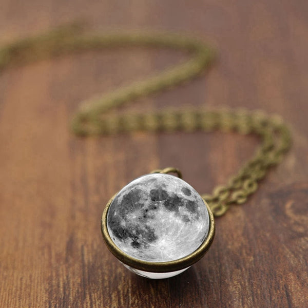 Full Moon Crescent Glass Ball Pendant