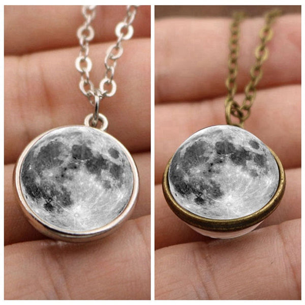 Full Moon Crescent Glass Ball Pendant