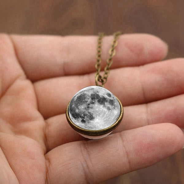 Full Moon Crescent Glass Ball Pendant