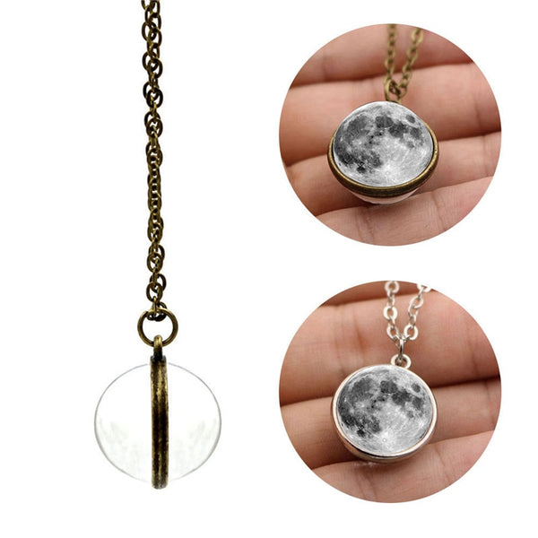 Full Moon Crescent Glass Ball Pendant