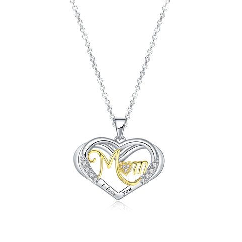 925 Sterling Silver Love Heart Mom Pendent