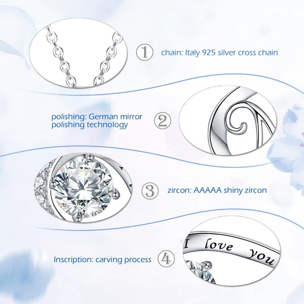 925 Sterling Silver Mom Heart Necklace with 5A Cubic Zircon