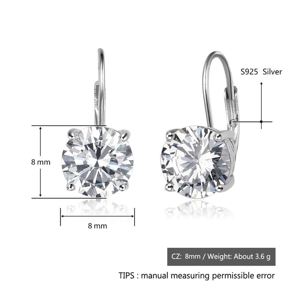 925 Silver 8mm Cubic Zirconia Stone Earrings