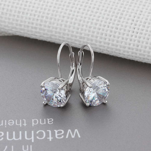 925 Silver 8mm Cubic Zirconia Stone Earrings