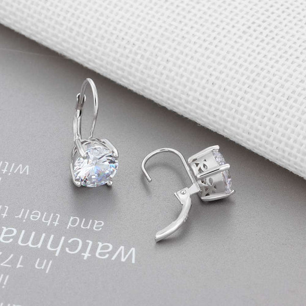 925 Silver 8mm Cubic Zirconia Stone Earrings