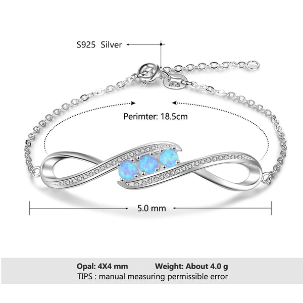 925 Sterling Silver Blue Opal Bracelet