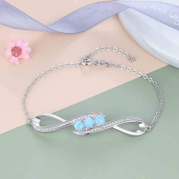 925 Sterling Silver Blue Opal Bracelet