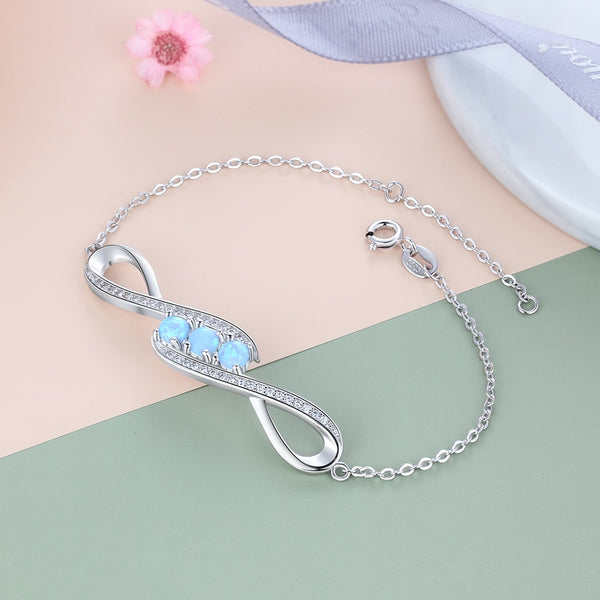 925 Sterling Silver Blue Opal Bracelet