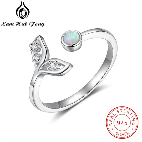 Opal Stone Mermaid Fish Tail Ring 925 Sterling Silver
