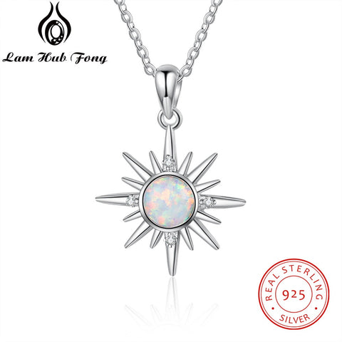 925 Silver Sun  Pendant with White Opal Stone