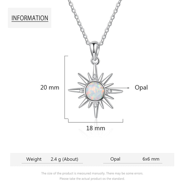 925 Silver Sun  Pendant with White Opal Stone