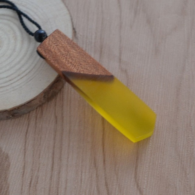 Vintage Wood Resin Necklace Pendant