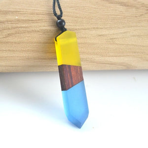 Vintage Wood Resin Necklace Pendant