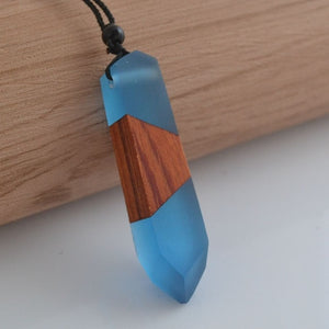 Vintage Wood Resin Necklace Pendant