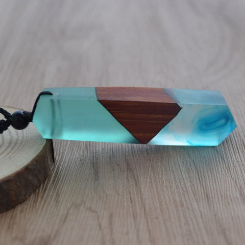 Vintage Wood Resin Necklace Pendant