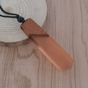 Vintage Wood Resin Necklace Pendant