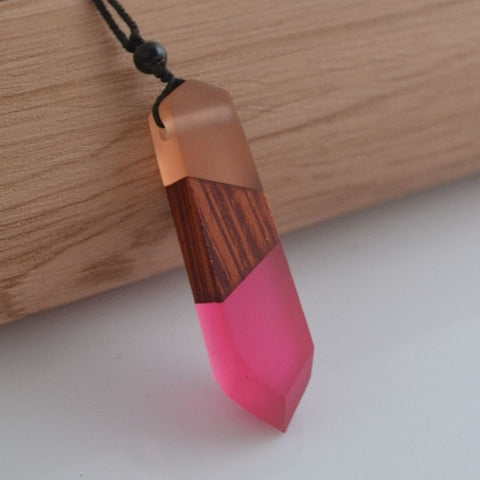 Vintage Wood Resin Necklace Pendant