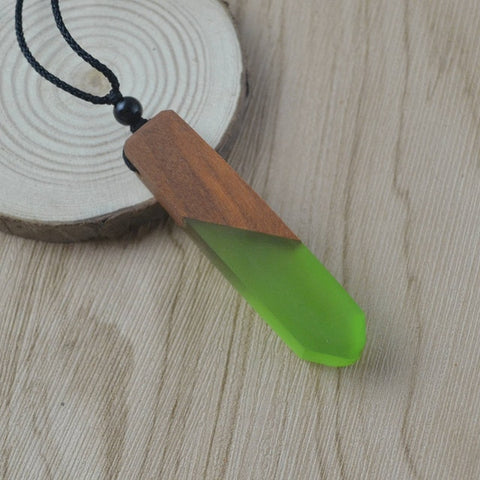 Vintage Wood Resin Necklace Pendant