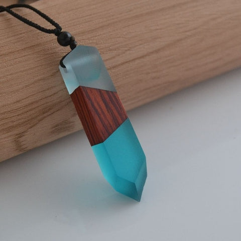 Vintage Wood Resin Necklace Pendant