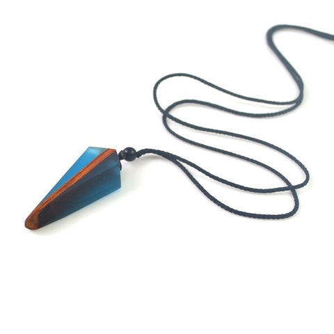 Vintage Wood Resin Necklace Pendant