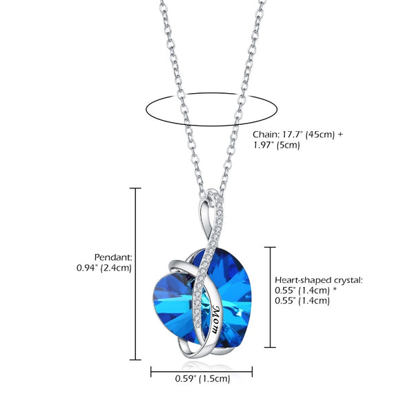 925 Silver Heart Pendant Crystals Necklace