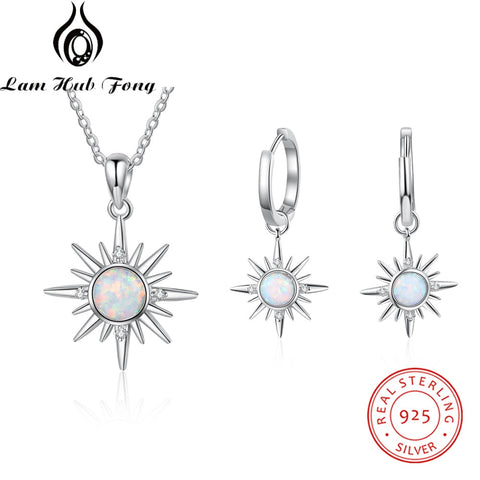 925 Silver Sun Jewelry Set with White Opal Stone