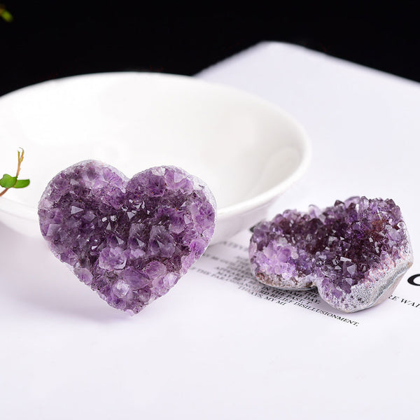 1pc Natural Amethyst Love Heart Shape Quartz Healing Stone