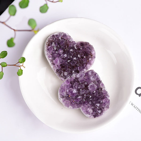 1pc Natural Amethyst Love Heart Shape Quartz Healing Stone