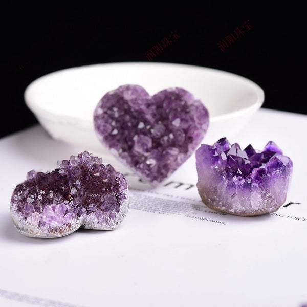 1pc Natural Amethyst Love Heart Shape Quartz Healing Stone