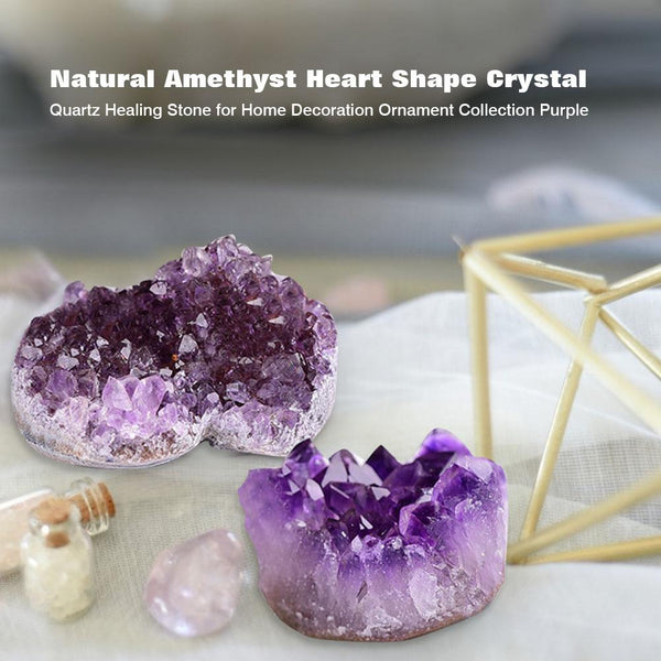 1pc Natural Amethyst Love Heart Shape Quartz Healing Stone