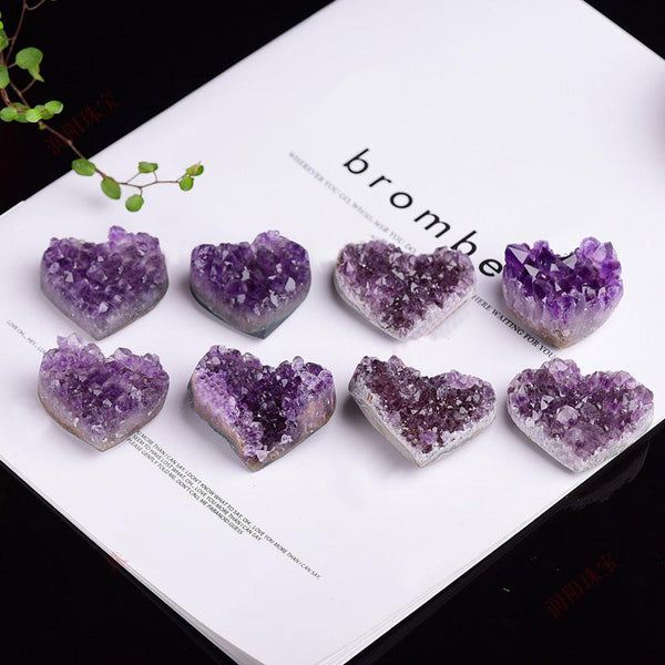 1pc Natural Amethyst Love Heart Shape Quartz Healing Stone