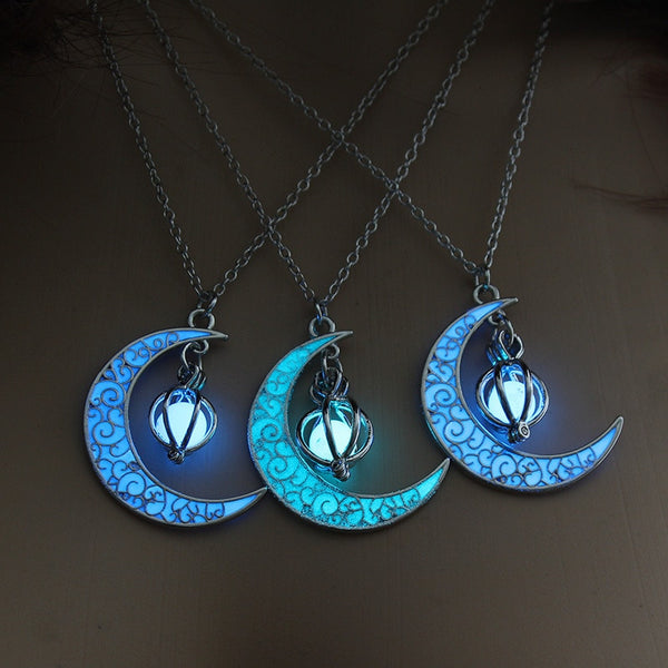 Glow In the Dark Crescent Necklace