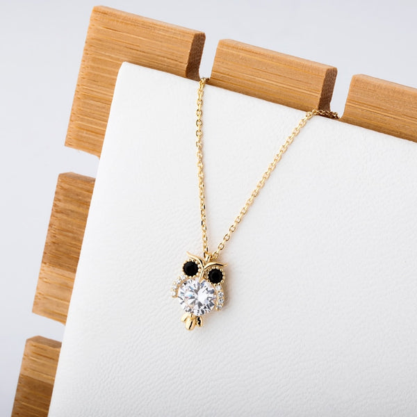 Glittering Owl 925 Sterling Silver Pendant