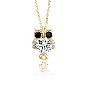 Glittering Owl 925 Sterling Silver Pendant