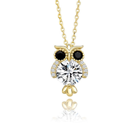 Glittering Owl 925 Sterling Silver Pendant